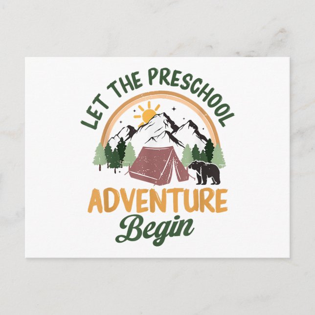 Let The Preschool Adventure Begin Camping Back To  Postcard (Front)