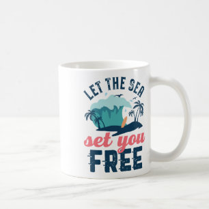 Let The Sea Set You Free Vintage Retro Summer Beac Coffee Mug