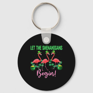 Let The Shenanigan Begin Flamingo Leprechaun St Pa Key Ring