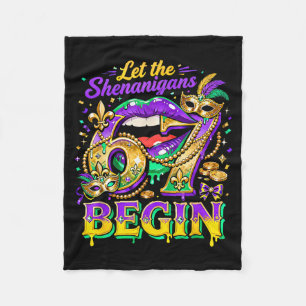 Let The Shenanigans 67 Begin Mardi Gras Quote Fleece Blanket