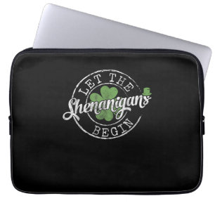 Let The Shenanigans Begin Funny Clovers St Patrick Laptop Sleeve