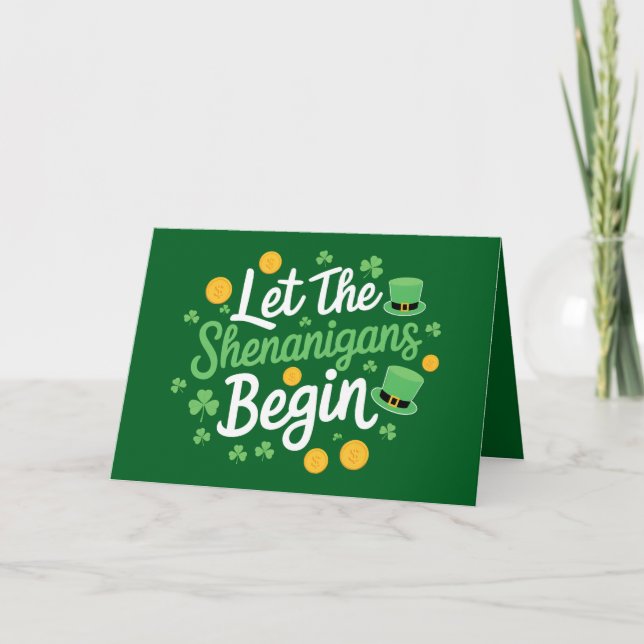 Let The Shenanigans Begin Funny St Patrick's Day Thank You Card (Front)