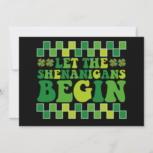 Let The Shenanigans Begin Irish Groovy Retro Invitation (Front)