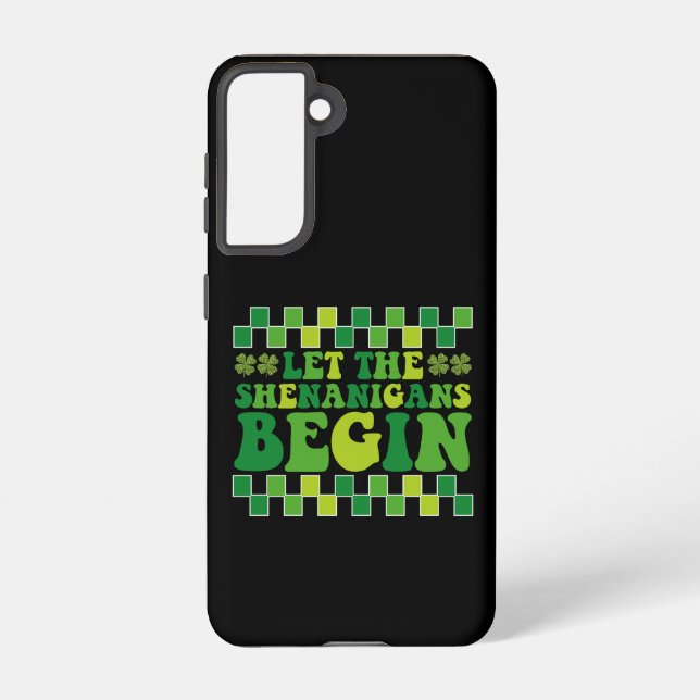 Let The Shenanigans Begin Irish Groovy Retro Samsung Galaxy S21 Case (Back)