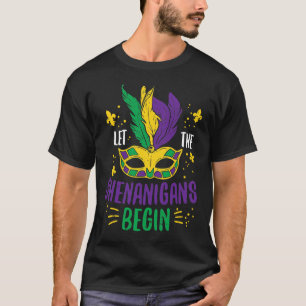 Let The Shenanigans Begin Jester Funny Mardi Gras  T-Shirt