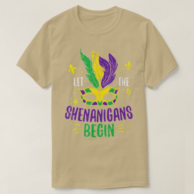 Let The Shenanigans Begin Jester Funny Mardi Gras  T-Shirt (Design Front)