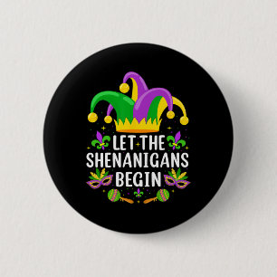 Let The Shenanigans Begin Jester Mask Costume Mard 6 Cm Round Badge