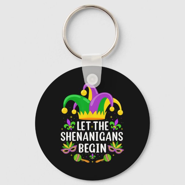 Let The Shenanigans Begin Jester Mask Costume Mard Key Ring (Front)
