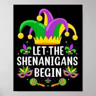 Let The Shenanigans Begin Jester Mask Costume Mard Poster