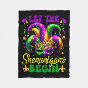 Let The Shenanigans Begin Mardi Gras 2025 Kids Men Fleece Blanket