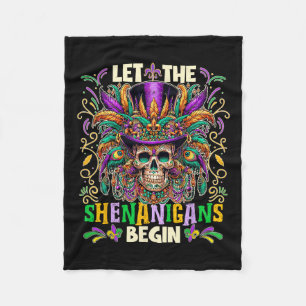 Let The Shenanigans Begin Mardi Gras 2025 Kids Men Fleece Blanket