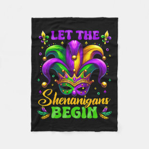 Let The Shenanigans Begin Mardi Gras 3 Fleece Blanket