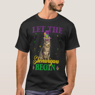 Let The Shenanigans Begin Mardi Gras Cat T-Shirt