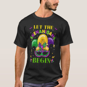 Let The Shenanigans Begin Mardi Gras Jester Hat Co T-Shirt