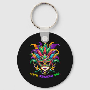 Let The Shenanigans Begin Mardi Gras Jester Mask B Key Ring