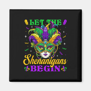 Let The Shenanigans Begin Mardi Gras Jester Mask B Magnet
