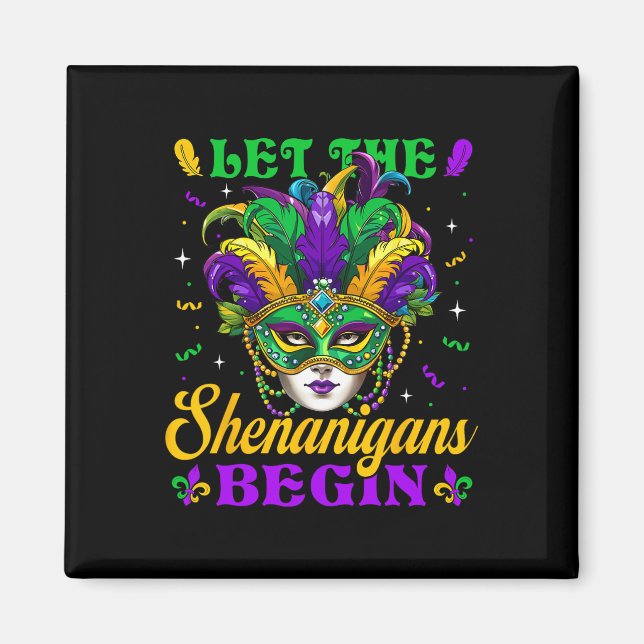 Let The Shenanigans Begin Mardi Gras Jester Mask B Magnet (Front)