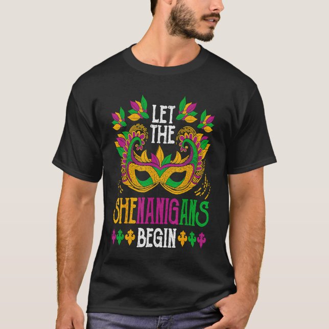 Let The Shenanigans Begin Mardi Gras    Kids Men W T-Shirt (Front)