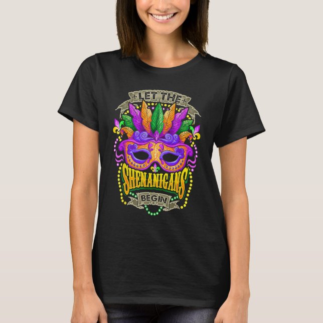 Let The Shenanigans Begin Mardi Gras  Kids Men Wom T-Shirt (Front)