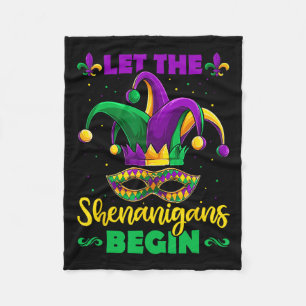 Let The Shenanigans Begin Mardi Gras Kids Men Wome Fleece Blanket