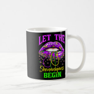 Let The Shenanigans Begin Mardi Gras Lips Kids Men Coffee Mug