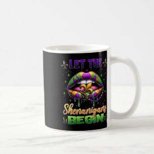 Let The Shenanigans Begin Mardi Gras Lips Kids Men Coffee Mug