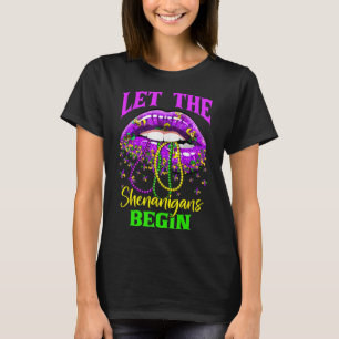 Let The Shenanigans Begin Mardi Gras Lips Kids Men T-Shirt