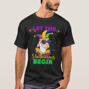 Let The Shenanigans Begin Mardi Gras Llama, Kids M T-Shirt