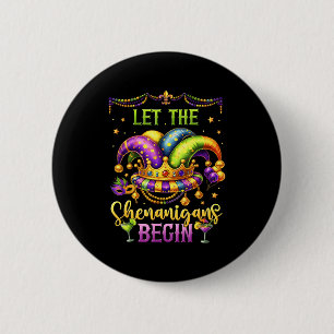 Let The Shenanigans Begin Mardi Gras Mask Funny Wo 6 Cm Round Badge