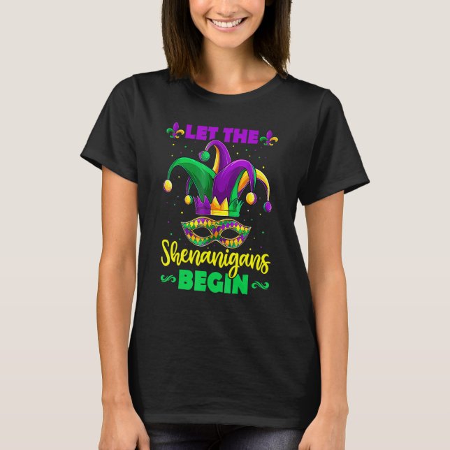 Let The Shenanigans Begin Mardi Gras S, Kids Men W T-Shirt (Front)