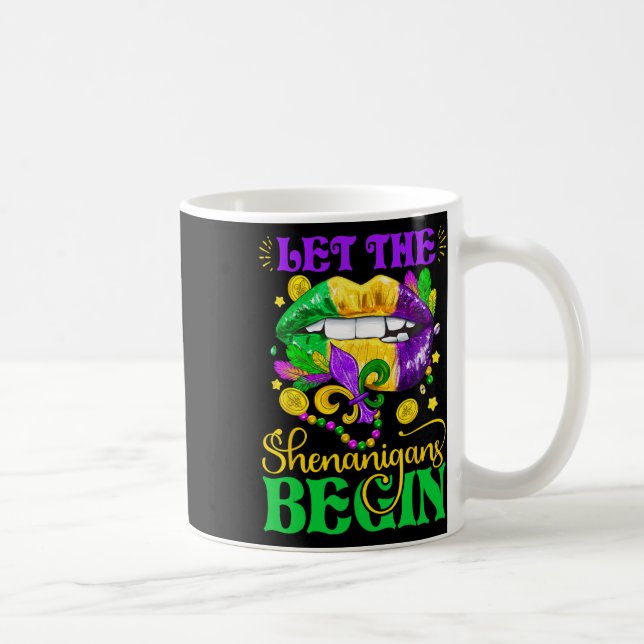 Let The Shenanigans Begin Retro Mardi Gras Lips Gi Coffee Mug (Right)