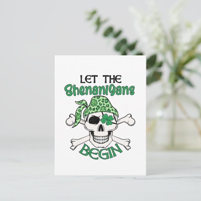 Let The Shenanigans Begin St. Patrick's Day Postcard (Standing Front)