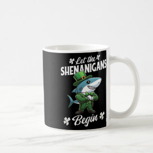 Let The Shenanigans Begin St Patricks Day Shark Coffee Mug