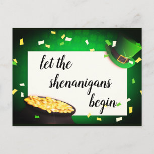 Let the Shenanigans Begin St Patricks Invitatation Invitation Postcard