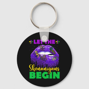 Let The Shenanigans Begin Tee Mardi Gras Lips Para Key Ring
