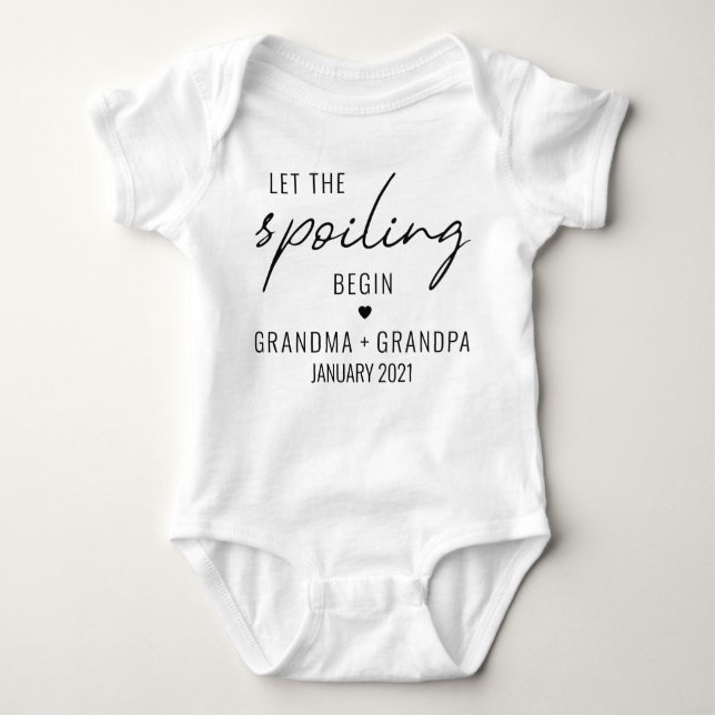 Let The Spoiling Begin Grandparent Announcement Baby Bodysuit (Front)