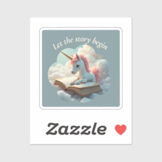 Let the Story Begin - Cute Unicorn Sticker