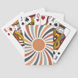 Let the sunshine in colourful retro style design  playing cards