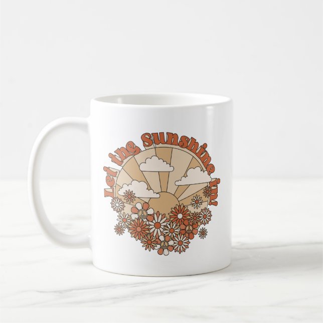 Let the Sunshine In Groovy Daisy Hippie Flowers Coffee Mug (Left)