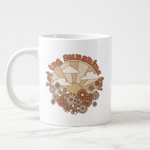 Let the Sunshine In Groovy Daisy Hippie Flowers Large Coffee Mug