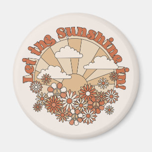Let the Sunshine In Groovy Daisy Hippie Flowers Magnet