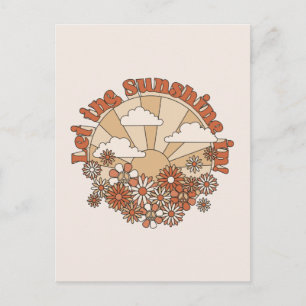 Let the Sunshine In Groovy Daisy Hippie Flowers Postcard