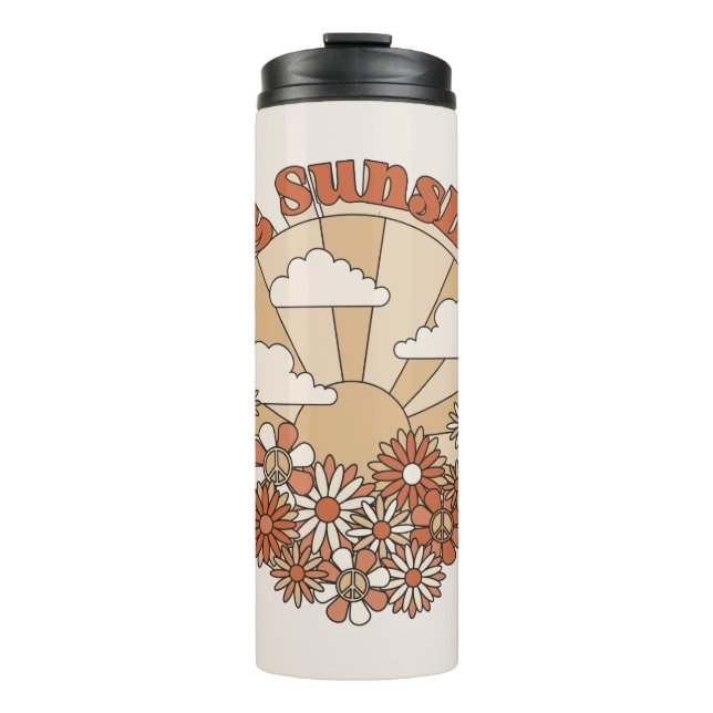 Let the Sunshine In Groovy Daisy Hippie Flowers Thermal Tumbler (Front)