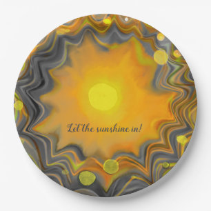 Let the Sunshine In Retro Love  Heart  Paper Plate