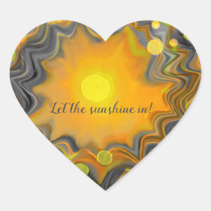 Let the Sunshine In Retro Love  Heart Sticker