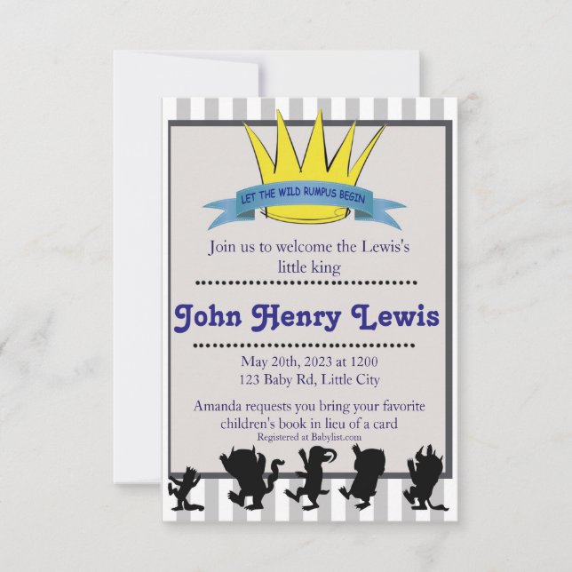 Let the Wild Rumpus Begin Invitation (Front)