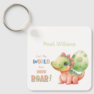 Let The World Hear Your ROAR! Cute Watercolor Dino Key Ring