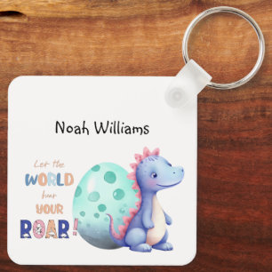 Let The World Hear Your ROAR! Cute Watercolor Dino Key Ring