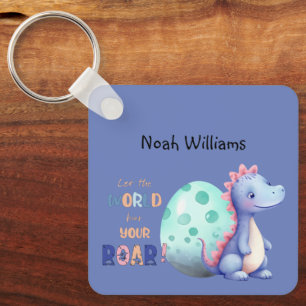 Let The World Hear Your ROAR! Cute Watercolor Dino Key Ring