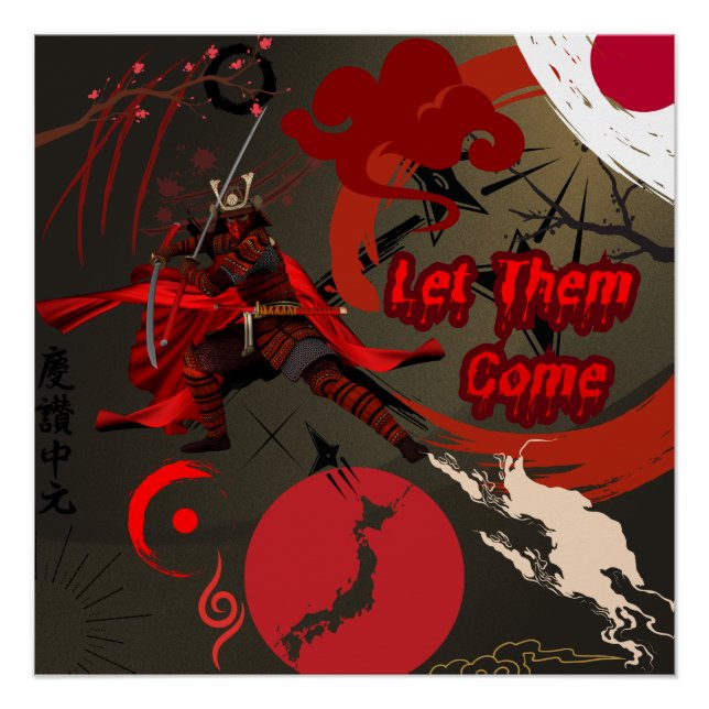 Let Them Come, Japanese Samurai Warrior Poster (Front)